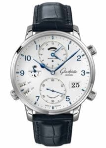 Glashütte Original Senator Cosmopolite Stainless Steel / Silver-Arabic / Alligator / Folding 1-89-02-03-02-50