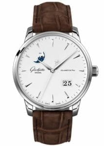 Glashütte Original Senator Excellence Panorama Date Moonphase Stainless Steel / Silver / Alligator / Folding 1-36-04-05-02-31