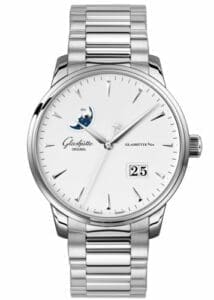 Glashütte Original Senator Excellence Panorama Date Moonphase Stainless Steel / Silver / Alligator / Folding 1-36-04-05-02-70