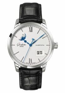 Glashütte Original Senator Excellence Panorama Date Moonphase Stainless Steel / Silver / Alligator / Pin 1-36-04-01-02-01