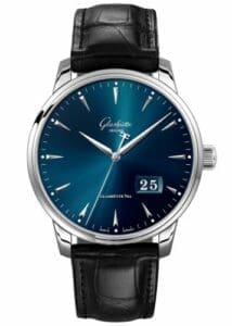 Glashütte Original Senator Excellence Panorama Date Stainless Steel / Blue / Alligator / Pin 1-36-03-04-02-01
