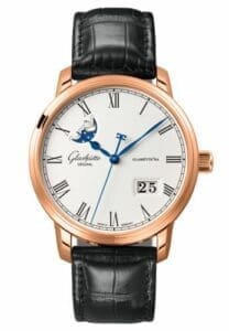 Glashütte Original Senator Panorama Date Moon Phase Red Gold / Silver / Alligator / Folding 100-04-32-15-04