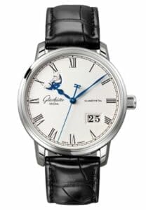 Glashütte Original Senator Panorama Date Moon Phase Stainless Steel / Silver / Alligator / Folding 100-04-32-12-01