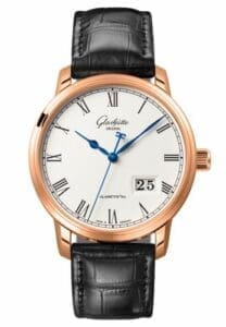 Glashütte Original Senator Panorama Date Red Gold / Silver / Alligator / Pin 100-03-32-45-01