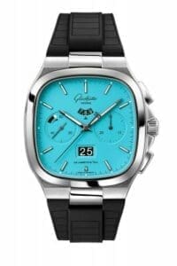 Glashütte Original Seventies Chronograph Panorama Date Disco Blue / Rubber / Folding 1-37-02-10-02-63
