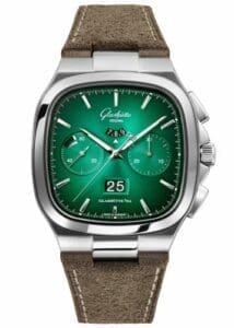 Glashütte Original Seventies Chronograph Panorama Date Green / Nubuck / Folding 1-37-02-04-02-35