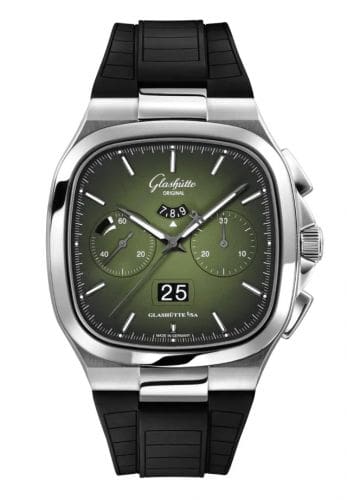 Glashütte Original Seventies Chronograph Panorama Date Green / Rubber / Folding 1-37-02-09-02-63