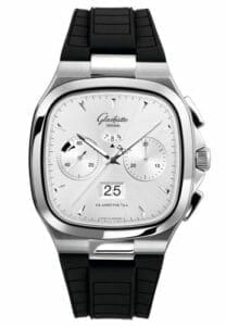 Glashütte Original Seventies Chronograph Panorama Date Silver / Rubber / Folding 1-37-02-02-02-33
