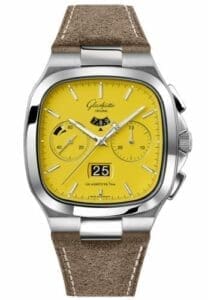Glashütte Original Seventies Chronograph Panorama Date Yellow / Nubuck / Folding 1-37-02-07-02-35