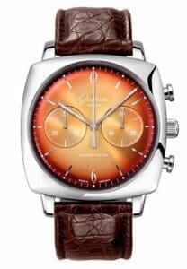 Glashütte Original Sixties Square Chronograph Stainless Steel / Tangerine 1-39-34-26-32-04