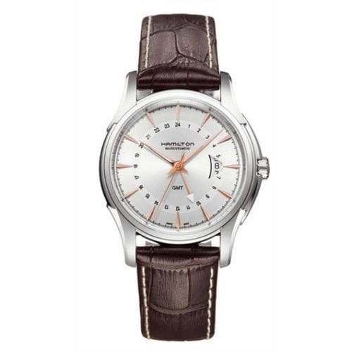 Hamilton Jazzmaster Traveler GMT 42mm Silver Dial / Gold Indexen H32585557