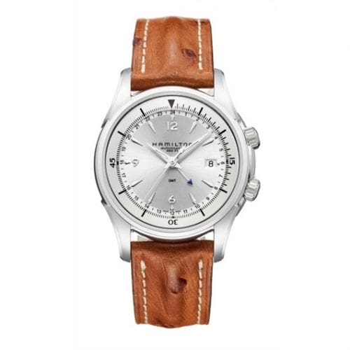 Hamilton Jazzmaster Traveler GMT 42mm Silver Dial / Ostrich H32625555
