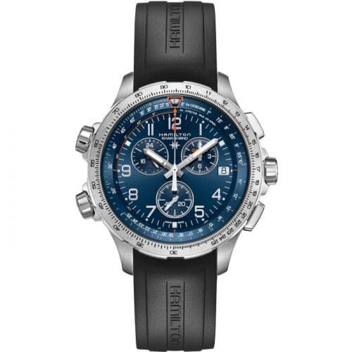 Hamilton Khaki Aviation X-Wind GMT Chrono Quartz Blue / Rubber H77922341