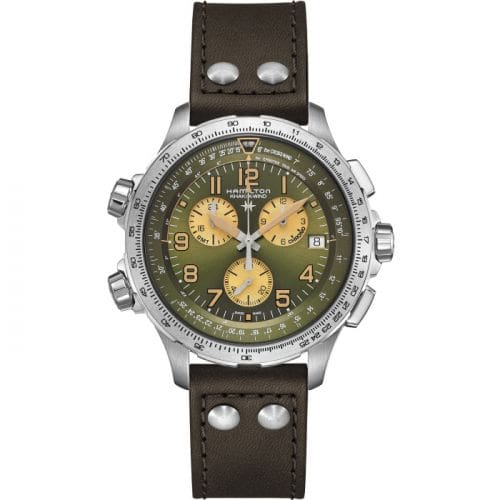 Hamilton Khaki Aviation X-Wind GMT Chrono Quartz Stainless Steel / Green H77932560