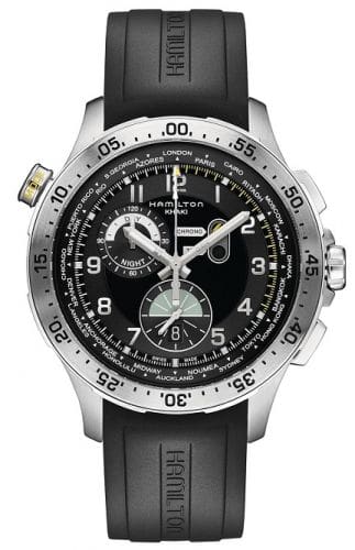 Hamilton Khaki Pilot Chrono Worldtimer Black / Rubber H76714335
