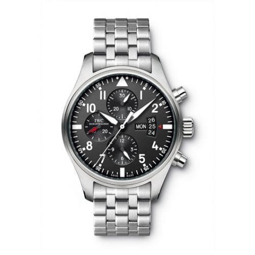 IWC Pilot's Watch Chronograph Stainless Steel / Black / Bracelet IW3777-04