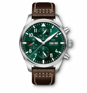 IWC Pilot's Watch Chronograph Stainless Steel / Racing Green / Calf IW3777-26
