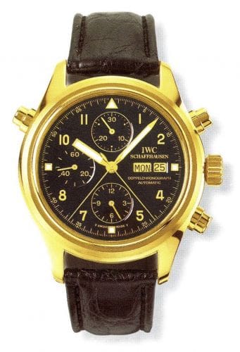 IWC Pilot's Watch Doppelchronograph Yellow Gold / Black / German / Strap IW3711-13