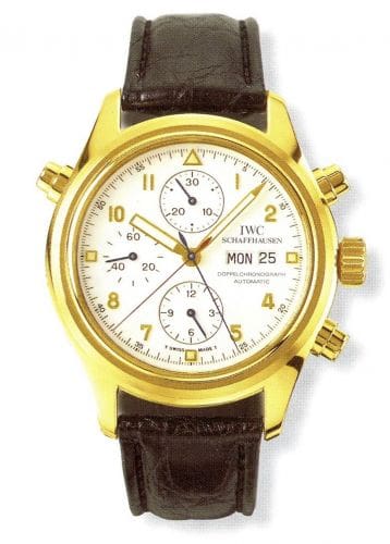 IWC Pilot's Watch Doppelchronograph Yellow Gold / White / Spanish IW3713-27