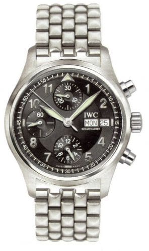 IWC Pilot's Watch Spitfire Chronograph Stainless Steel / Black / German / Bracelet IW3706-16