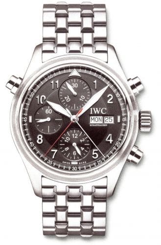 IWC Pilot's Watch Spitfire Double Chronograph Stainless Steel / Black / German / Bracelet IW3713-36