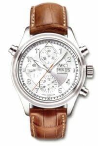 IWC Pilot's Watch Spitfire Double Chronograph Stainless Steel / Silver / French / Strap IW3713-44