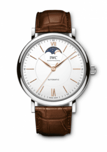 IWC Portofino Automatic Moonphase Stainless Steel / Silver / Alligator IW4594-01