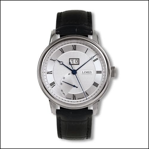 Limes Pharo BigDate - Silvered / black leather strap U6282C-LA4.3
