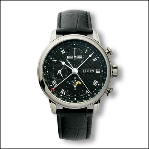 Limes Pharo Chrono - Black / roman / black leather strap U6282C-LC2.1