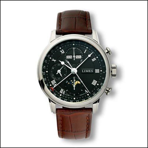 Limes Pharo Chrono - Black / roman / brown leather strap U6282C-LC2.2