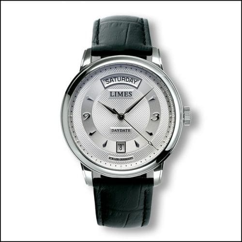 Limes Pharo DayDate - Silvered / black leather strap U6282C-LA2.1