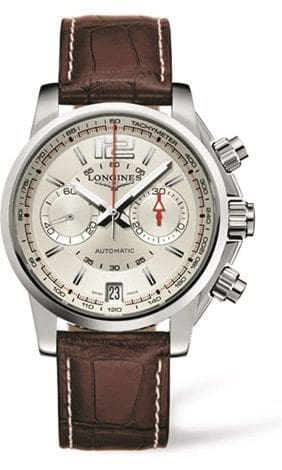 Longines Admiral Chronograph Silver Brown Strap L3.666.4.76.3