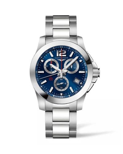 Longines Conquest 41 Chronograph Quartz Stainless Steel / Blue / Bracelet L3.700.4.96.6
