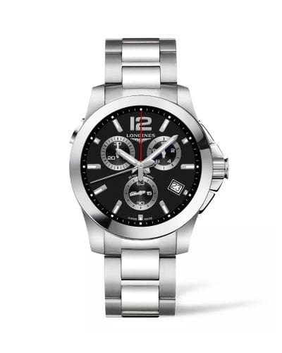 Longines Conquest Chronograph Quartz 41 Stainless Steel / Black / Bracelet L3.702.4.56.6