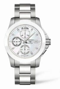 Longines Conquest Chronograph White Ceramic Bracelet L3.661.4.86.6