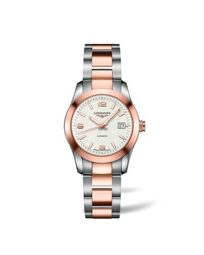 Longines Conquest Classic Automatic 29.5 Stainless Steel / Red Gold / White / Bracelet L2.285.5.76.7