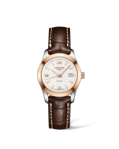 Longines Conquest Classic Automatic 29.5 Stainless Steel / Red Gold / White / Strap L2.285.5.76.3