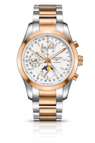 Longines Conquest Classic Moonphase Stainless Steel - Red Gold / Silver / Bracelet L2.798.5.72.7