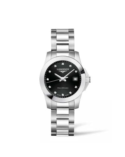 Longines Conquest Quartz 29.5 Stainless Steel / Black - Diamond L3.277.4.57.6