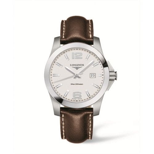 Longines Conquest Quartz 41mm Silver Leather L3.659.4.76.5