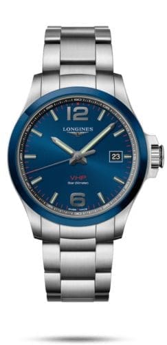 Longines Conquest V.H.P. 43 Stainless Steel / Ceramic / Blue / Bracelet L3.729.4.96.6