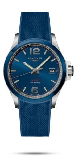 Longines Conquest V.H.P. 43 Stainless Steel / Ceramic / Blue / Rubber L3.729.4.96.9