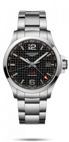 Longines Conquest V.H.P. GMT 43 Stainless Steel / Carbon / Bracelet L3.728.4.66.6