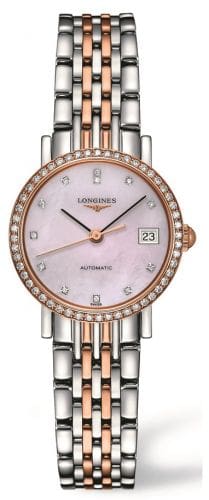 Longines Elegant Collection 25.5 Automatic Stainless Steel / Red Gold / Diamond / Pink MOP L4.309.5.89.7