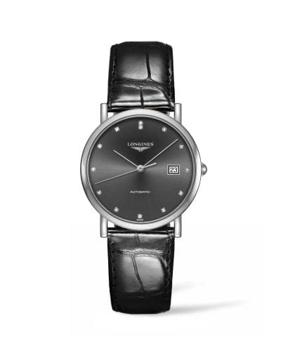 Longines Elegant Collection 34.5 Automatic Stainless Steel / Grey / Strap L4.809.4.78.2