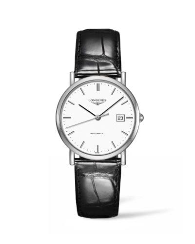 Longines Elegant Collection 34.5 Automatic Stainless Steel / White / Strap L4.809.4.12.2