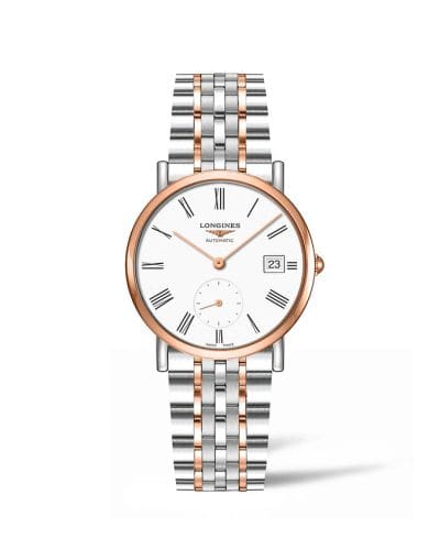 Longines Elegant Collection Small Second 34.5 Stainless Steel - Pink Gold / White - Roman / Bracelet L4.312.5.11.7