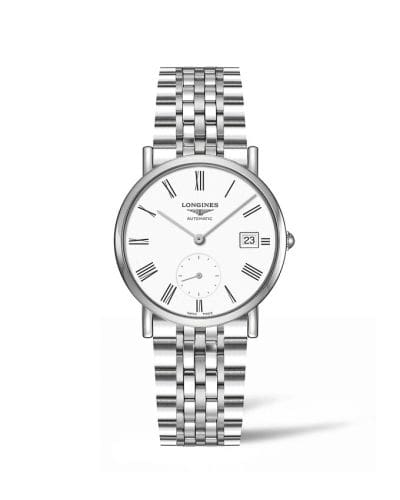 Longines Elegant Collection Small Second 34.5 Stainless Steel / White - Roman / Bracelet L4.312.4.11.6