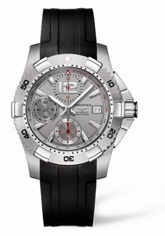 Longines Hydroconquest Chronograph Tachymeter Silver Rubber L3.651.4.76.2