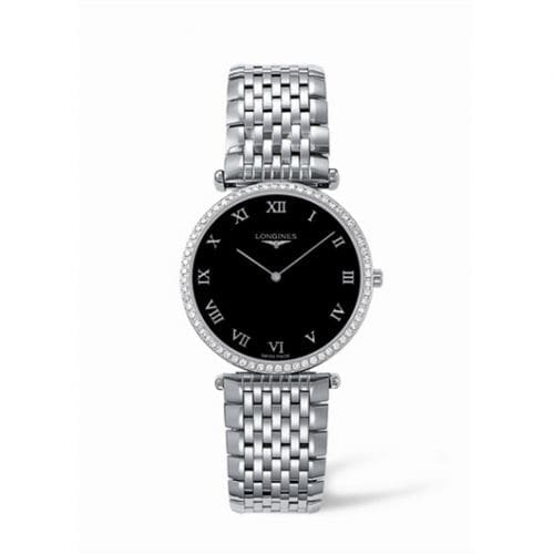 Longines La Grande Classique 33 Quartz Diamond Bezel Black Roman L4.741.0.51.6